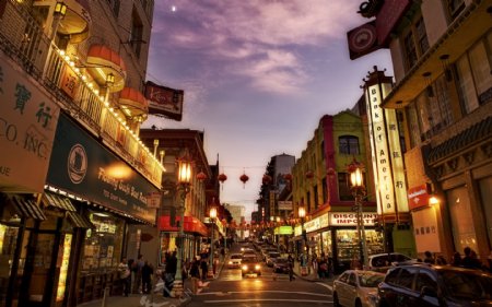 唐人街夜景图片