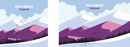 冬季背景紫色山脉