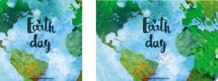 地球母亲日背景与水彩世界地图
