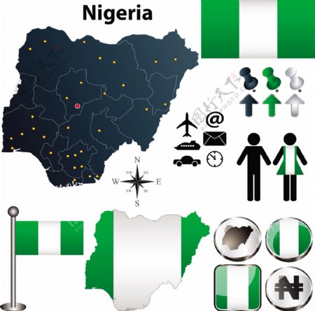 尼日利亚地图国旗