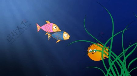 卡通动物海底视频素材