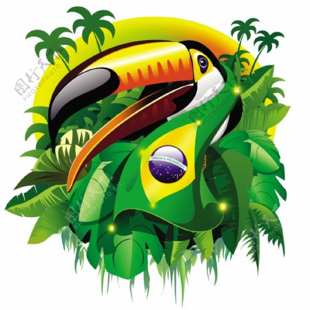 印着巴西世界杯标志的鸟