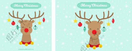 可爱的驯鹿背景与圣诞饰品