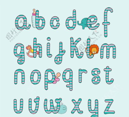 婴儿风格小写英文字母