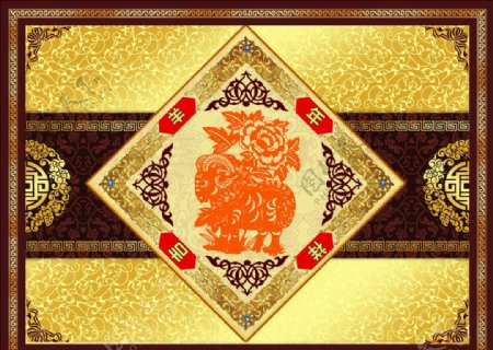 十二生肖剪纸中国传统元素