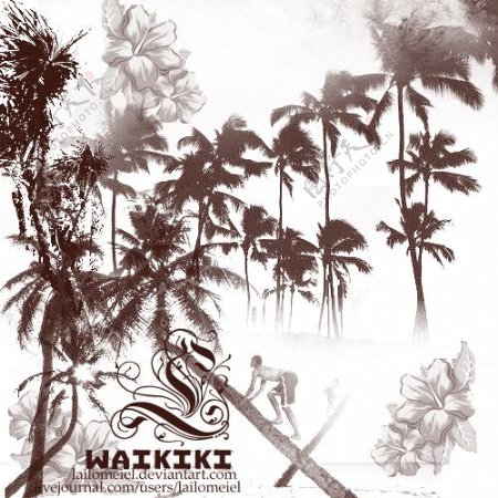 夏威夷风情椰子树笔刷
