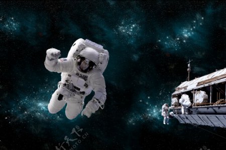 太空飞行的宇航员图片