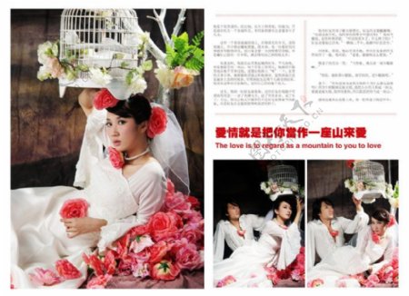 平凡的幸福时尚杂志跨页婚纱模板