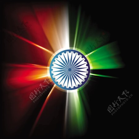 印度国旗色调的闪亮光芒