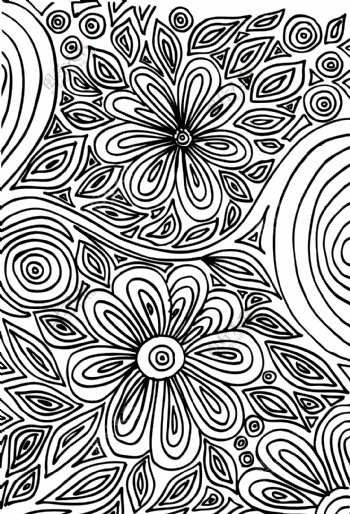 手工绘制的抽象花朵矢量插图