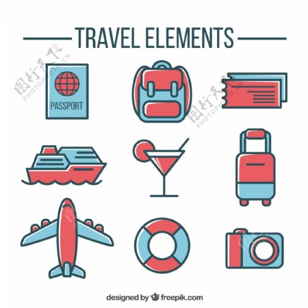 旅游元素图标包