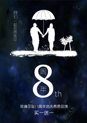 菲缘伞业8周年店庆促销海报