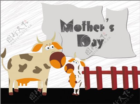 牛与母亲节小牛的插图