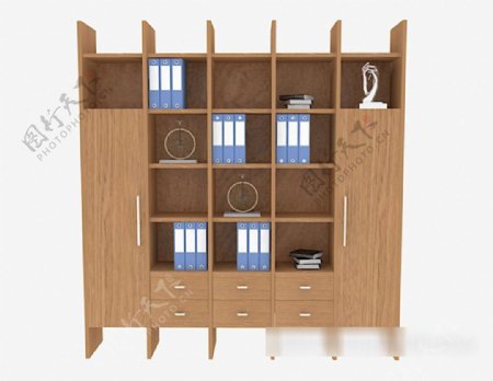 简单实木书柜3d模型下载