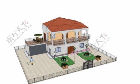 别墅庭院3D模型