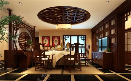 中式餐厅模型版式设计