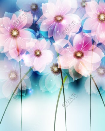 荧光彩色抽象花卉背景