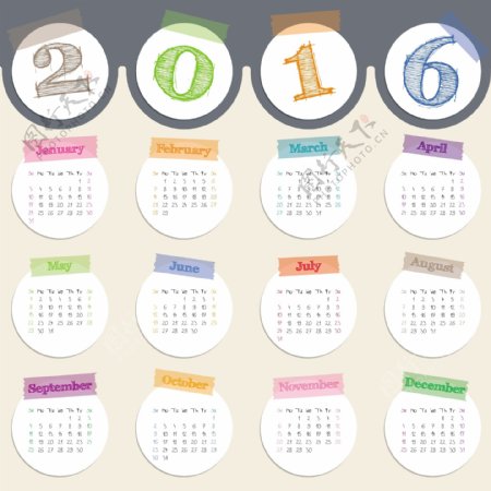 2016创意日历标签图片