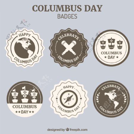 哥伦布日装饰徽章的收集