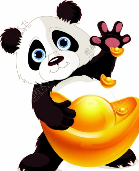 抱金元宝的熊猫