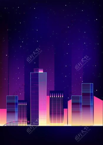 紫色大气城市背景