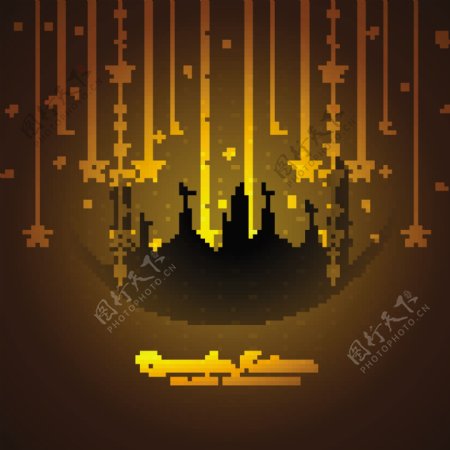 金色伊斯兰元素建筑背景