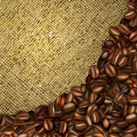 麻布与咖啡豆背景