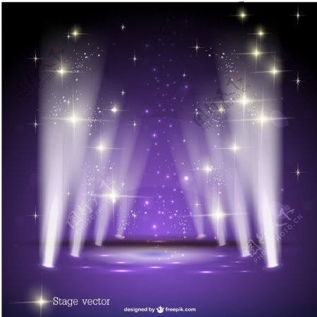 紫色的聚光灯的舞台