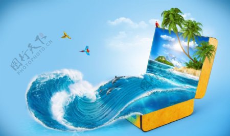 海浪夏季旅游广告