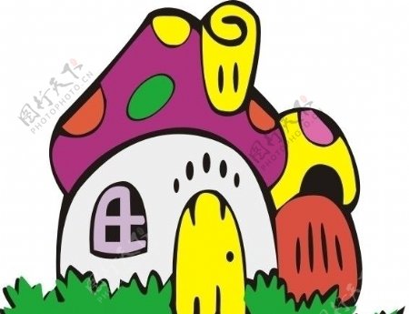 卡通蘑菇大房子