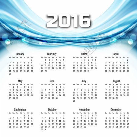 2016波浪的日历