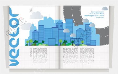 城市杂志封面设计元素矢量图01