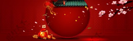 中国风红红火火古典新年大促专场背景