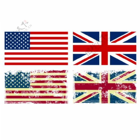 4款英美国旗设计矢量素材.