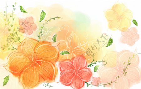 韩式小清新手绘花卉高清背景图