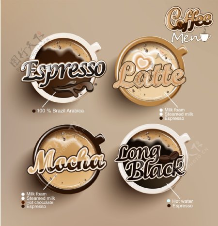 时髦的咖啡标签设计矢量素材