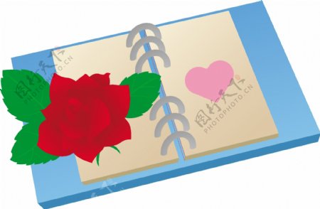 本书用玫瑰和爱的标记