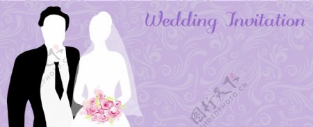浅紫婚礼卡片