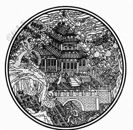 元明时代矢量版画古典图案矢量中华五千年AI源文件0385