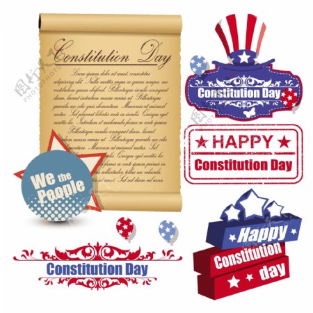 美国宪法日设计向量的主题
