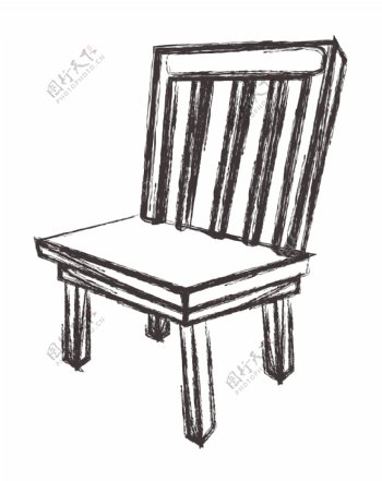 旧复古木椅的素描