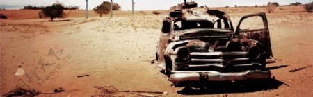 沙漠汽车复古背景
