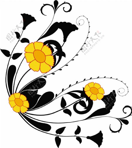 黄色的花旋流轮廓