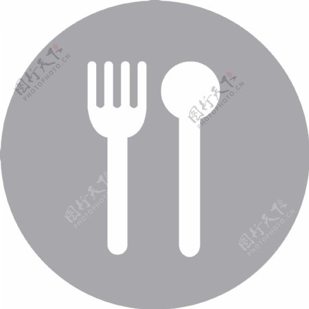 灰色背景餐具图标