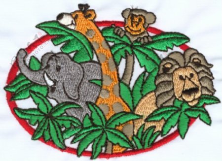 绣花植物椰子树动物免费素材