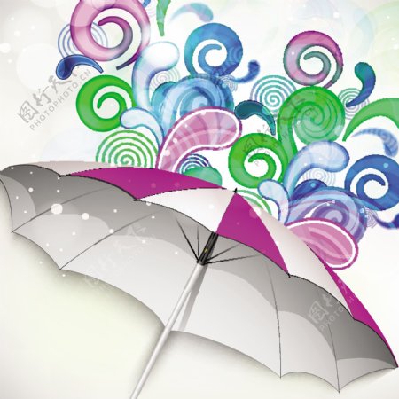 摘要背景与雨季的彩色背景的伞
