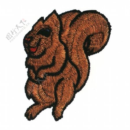 绣花动物松鼠色彩棕色免费素材