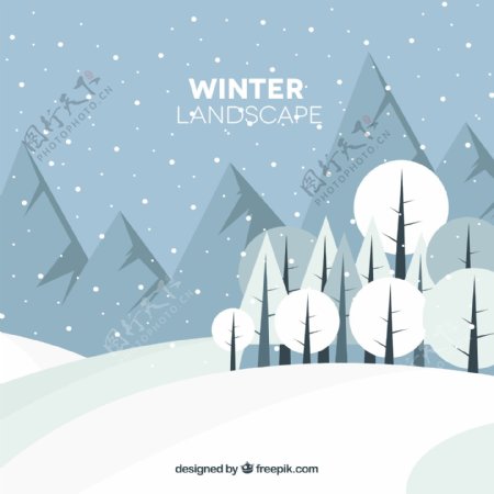 冬季景观与山地树种平面风格