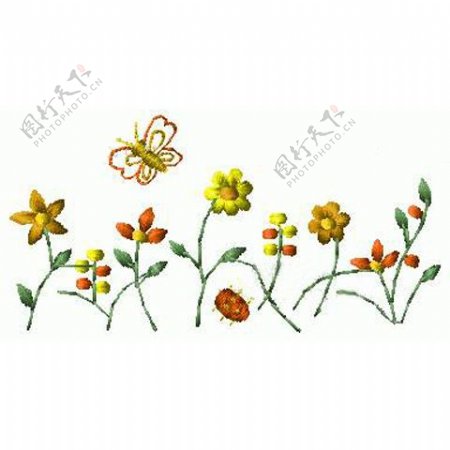 绣花植物花色彩黄色免费素材