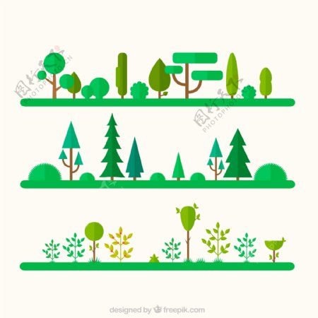 3款自然树木风景矢量图